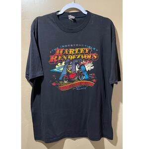 Rare Vintage 1988 Harley Davidson Rendezvous Indian Lookout Club Tee XL